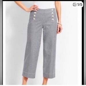 Talbots High Waist Blue White Stripe Deck Pants. Size 14.